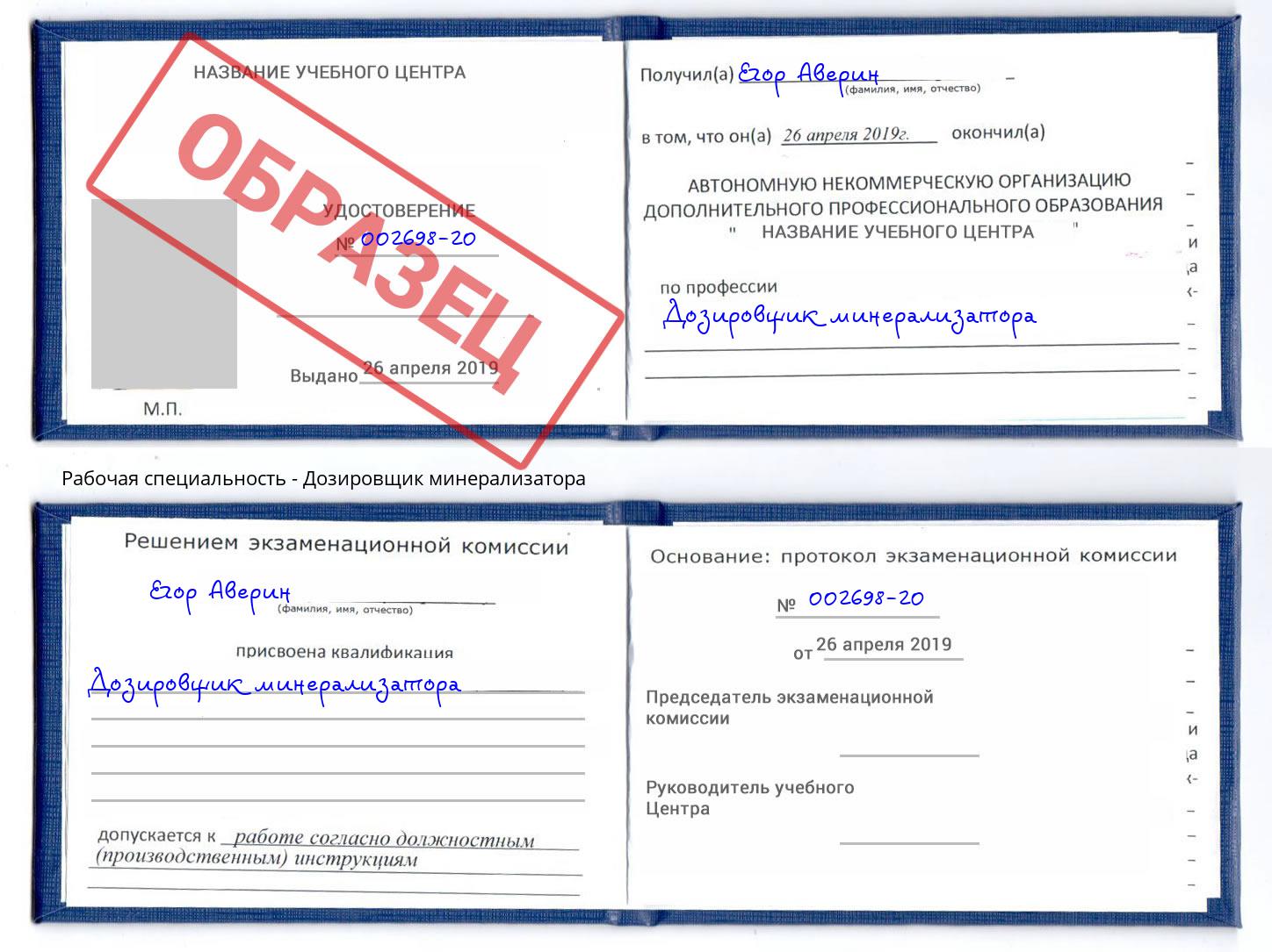 Дозировщик минерализатора Тында
