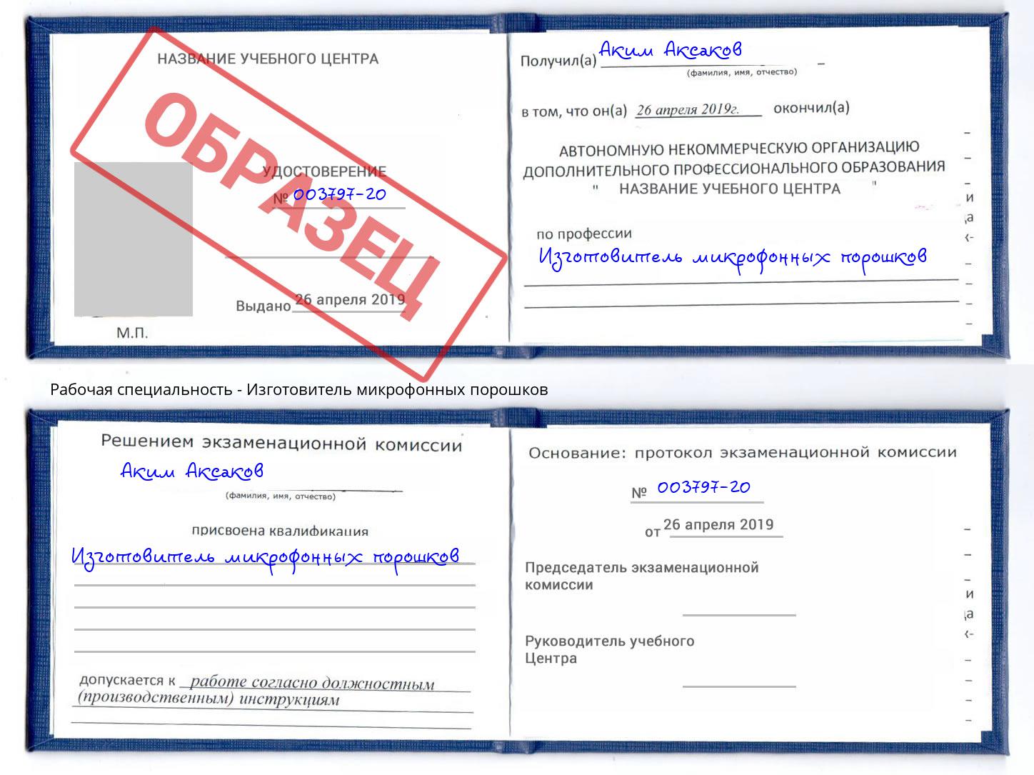 Изготовитель микрофонных порошков Тында