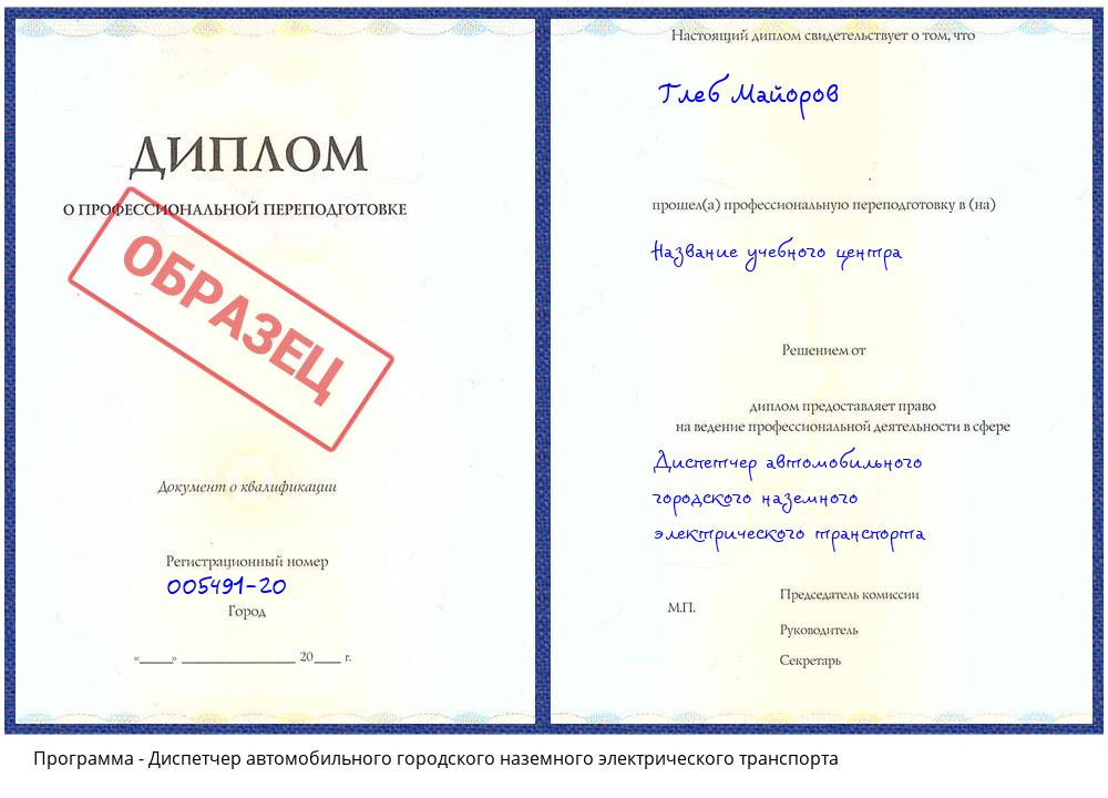 Диспетчер автомобильного городского наземного электрического транспорта Тында