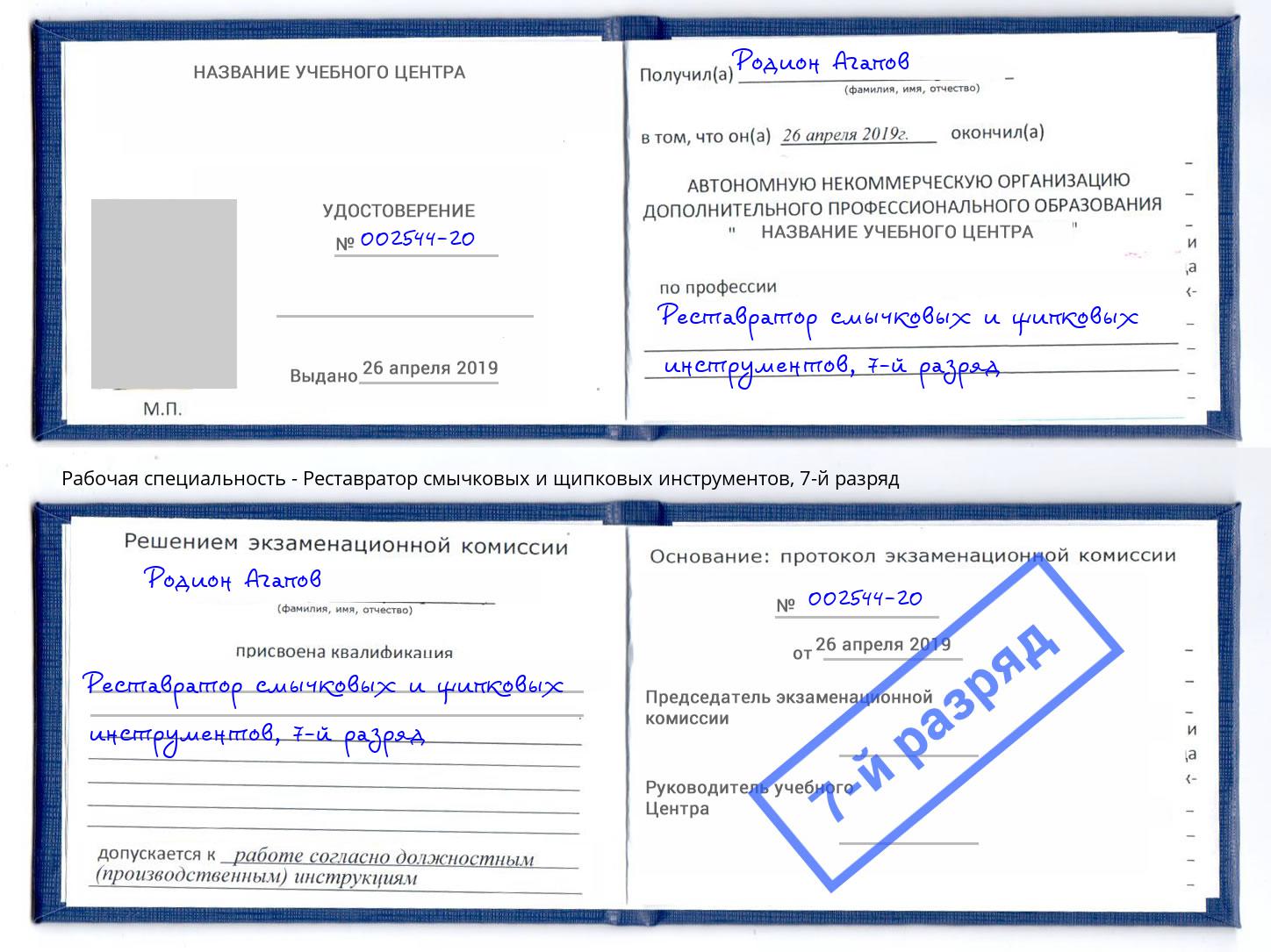 корочка 7-й разряд Реставратор смычковых и щипковых инструментов Тында