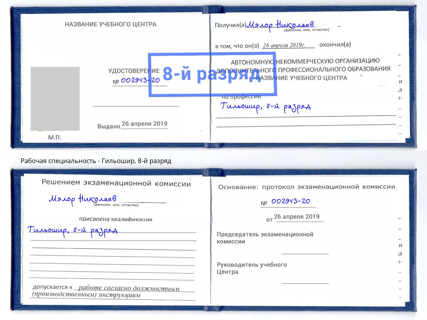 корочка 8-й разряд Гильошир Тында