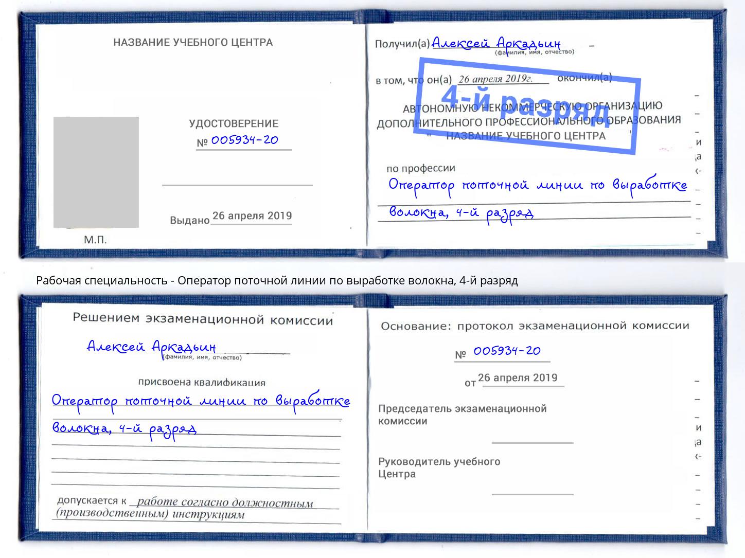 корочка 4-й разряд Оператор поточной линии по выработке волокна Тында